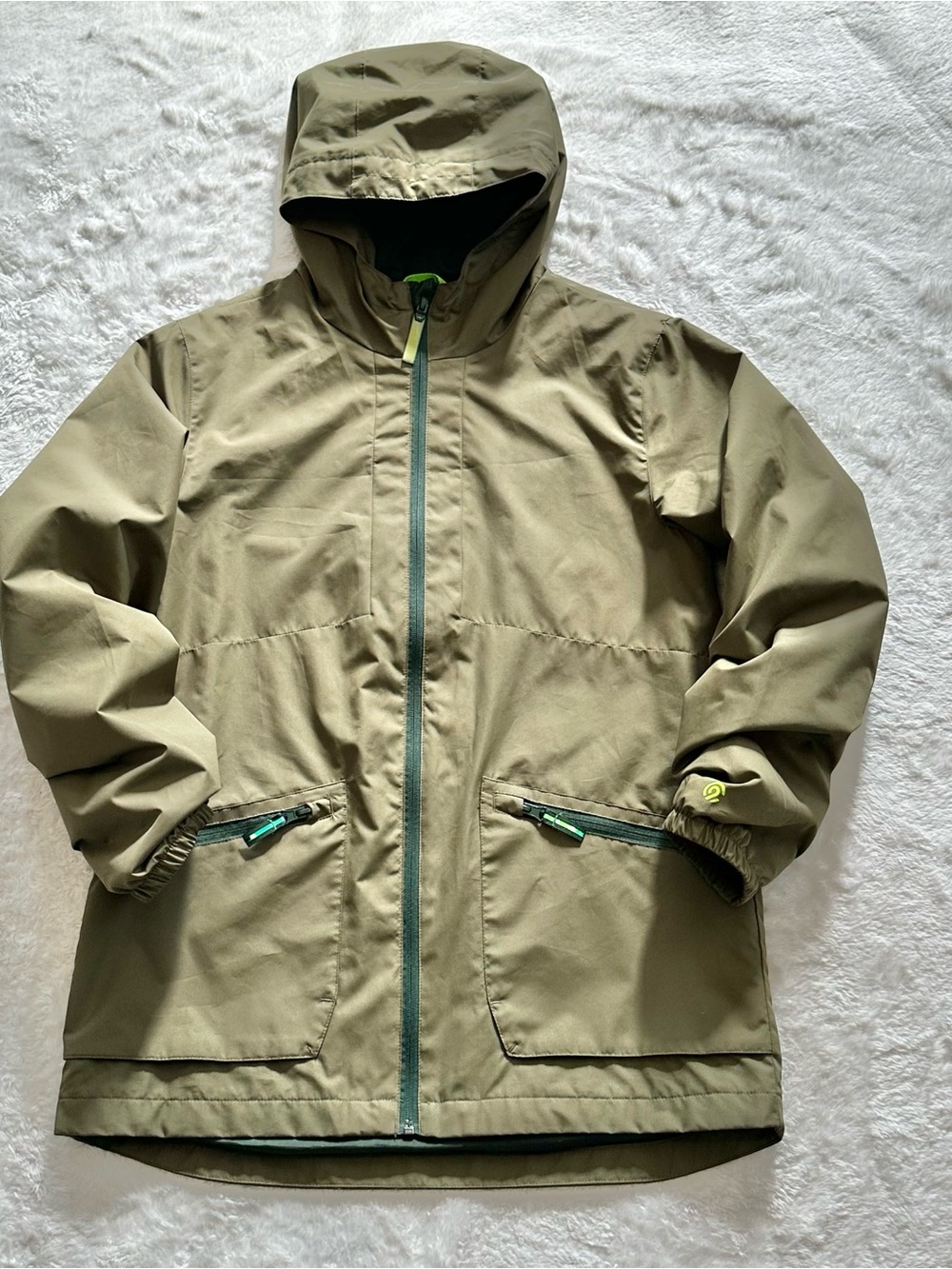 C9 Champion Boys Hooded Rain Jacket Windbreaker Green Youth L 12-14 Coat Mesh
